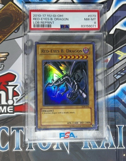 2010-17 Yugioh RED-EYES B. DRAGON LOB-070 Unlimited Reprint Ultra Rare PSA 8 - Image 1