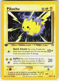 Pikachu 70/111 Common Neo Genesis Pokemon 1st Edition Lightly Played - Image 1