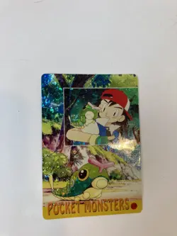 Rare 90s Vending Machine Sticker Ash Caterpie Gyarados on Back Holo Pokemon Card - Image 3