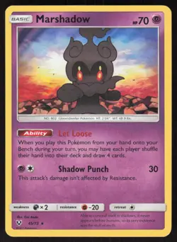 Pokemon Marshadow Holo Rare 45/73 Shining Legends Holofoil LP - Image 1