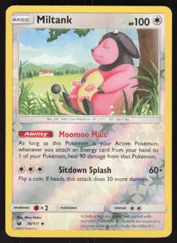Pokemon Miltank Uncommon 78/111 SM - Crimson Invasion Reverse Holofoil LP - Image 1