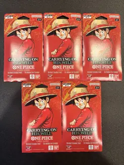 One Piece OP-13 Carrying On His Will Sleeved Booster Pack Lot x5 English Sealed - Image 1