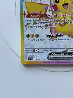 Pokemon TCG Sv08: Surging Sparks Pikachu EX Holo Ultra Rare Card 219/191 NM - Image 5