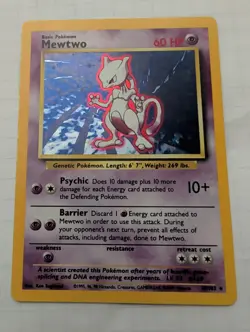 Pokemon Mewtwo 010/102 Base Set Holo Rare Unlimited - Uncirculated - Image 1