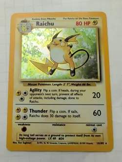 Pokemon Raichu 014/102 Base Set Holo Rare Unlimited - Uncirculated - Image 1