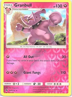 Granbull 138/214 Rare Lost Thunder Pokemon Reverse Holo Lightly Played - Image 1