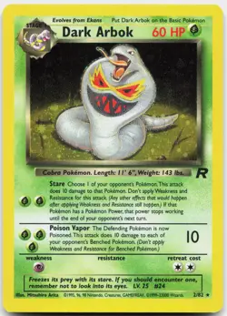 Dark Arbok 2/82 Holo Rare Team Rocket Pokemon Unlimited Holo Lightly Played - Image 1