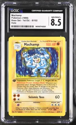 1999 Pokemon - MACHAMP 8/102 - Rare 1st Edition Holo Base Set | CGC 8.5 NM/MINT+ - Image 1