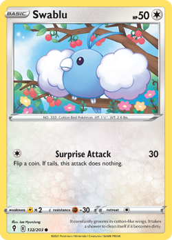 SWABLU 132/203 EVOLVING SKIES REVERSE HOLO COMMON NM - Image 1