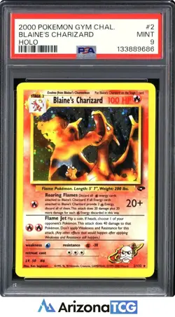Pokemon 2000 Blaine's Charizard 2/132 Holo Gym Challenge PSA 9 - Image 1