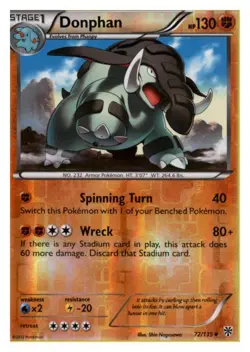 Donphan 72/135 Uncommon Plasma Storm Pokemon Reverse Holo Lightly Played - Image 1