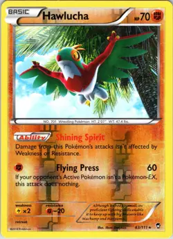 Hawlucha 63/111 Holo Rare Furious Fists Pokemon Reverse Holo Lightly Played - Image 1