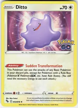 Pokemon Ditto 053/078 Holo Rare Pokemon GO Pokemon Near Mint - Image 1