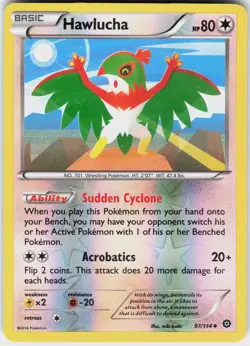 Hawlucha 97/114 Uncommon Steam Siege Pokemon Reverse Holo LP - Image 2