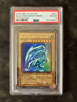 2002 Yu-Gi-Oh! Starter Deck Kaiba 1st Edition #001 Blue Eyes White Dragon PSA 4 - Image 1