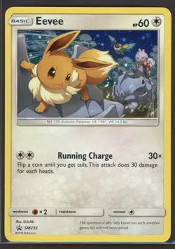 Eevee SM235 Black Star Cosmos Promo Holo Pokemon Card Moderately Played - Image 1
