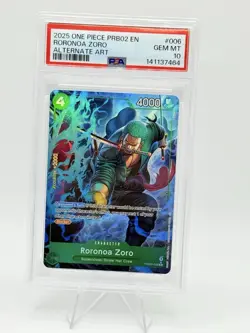 2025 Roronoa Zoro Alternate Art One Piece Card PRB02-006 PSA 10 - Image 1