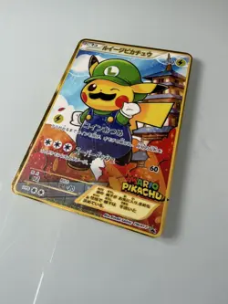 Japanese Luigi Pikachu Gold Metal Pokemon Card Fan Art! - Image 1