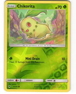 Chikorita Reverse Holo Pokemon TCG Lost Thunder 6/214 LP - Image 1