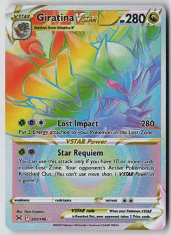 Giratina VSTAR 201/196 Rainbow Rare Lost Origin Pokemon Holo LP - Image 1