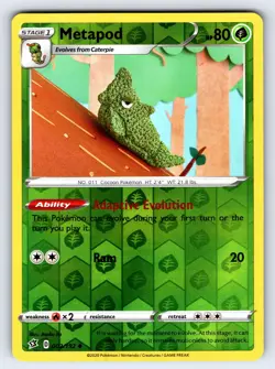 Metapod 002/192 Reverse Holo Uncommon SWSH02 Pokemon TCG NM - Image 1