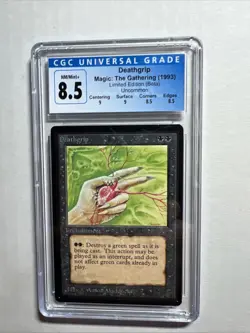 MTG BETA U K Deathgrip CGC 8.5 Quad++ NM/Mint+ (Mint centering, surface) 1993 - Image 1
