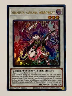 YUGIOH: 1X Shamisen Samsara Sorrowcat MP23-EN189 Ultra Rare NM - Image 1