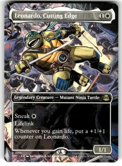 MTG Magic: The Gathering TMNT Card #211 Leonardo, Cutting Edge (Borderless) - Image 1