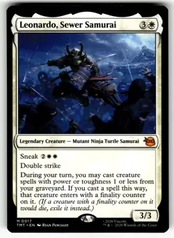 MTG Magic: The Gathering TMNT Card #17 Leonardo, Sewer Samurai - Image 1