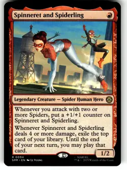 Magic The Gathering Marvel's Spider-Man Card #94 Spinneret and Spiderling - Image 1