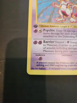 1999 Pokemon Game Base Set #10 Mewtwo Holo 1st Edition Shadowless - Image 5