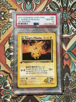 2000 Pokemon TCG Lt. Surge's Pikachu Gym Challenge 1st Edition #84 PSA 10 - Image 1