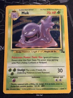 Wizards of the Coast Pokemon TCG Muk 13/62 Fossil Unlimited Holo Rare 1999 - Image 1