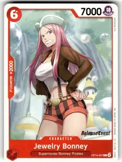One Piece The Azure Sea's Seven Release Event Card OP14-007 Jewelry Bonney - Image 1
