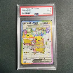 2024 POKEMON SSP EN-SURGING SPARKS ULTRA RARE #219 PIKACHU EX PSA 9 FREE SHIP - Image 1