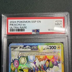 2024 POKEMON SSP EN-SURGING SPARKS ULTRA RARE #219 PIKACHU EX PSA 9 FREE SHIP - Image 2