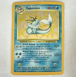 Pokemon Vaporeon 12/64 Jungle Holo Rare Stage 1 80 HP Unlimited English 1999 - Image 1