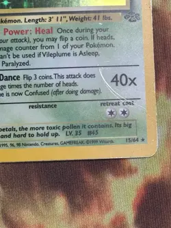 Pokemon TCG Vileplume 15/64 Jungle Holo Rare 80 HP ENG - Image 2