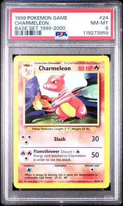 1999 POKEMON GAME BASE SET 1999-2000 #24 CHARMELEON PSA 8 - Image 1