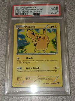 2014 Pokemon XY Pikachu (Lego Movie Promo) 042/146 Holo PSA EX-MT 6 - Image 1