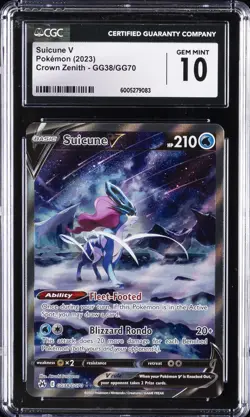2023 POKEMON SWORD & SHIELD CROWN ZENITH FULL ART/SUICUNE V CGC 10 GEM MINT - Image 1