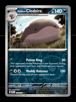 Paldean Clodsire 128/197 Uncommon Obsidian Flames Pokemon Reverse Holo Near Mint - Image 1