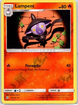 Lampent 29/236 Uncommon Unified Minds Pokemon Reverse Holo Lightly Played - Image 1