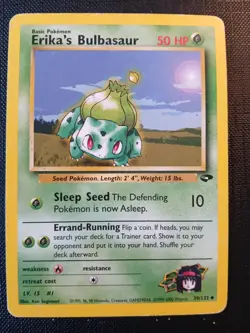 Erika's Bulbasaur Gym Challenge 39/132 Old Pokemon Card 1999 2000 - Image 1