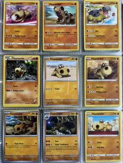 Pokemon Card Species Set Lot - 9x Unique Cards / Hippopotas Family 2 - Image 1