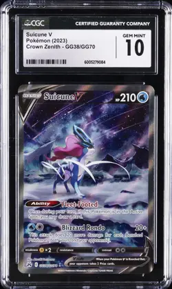2023 POKEMON SWORD & SHIELD CROWN ZENITH FULL ART/SUICUNE V CGC 10 GEM MINT - Image 1