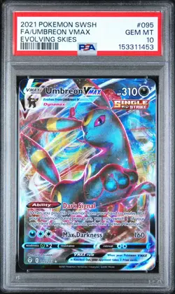 Pokemon 2021 Evolving Skies Umbreon VMAX 95 Full Art FRESH GRADE PSA 10 GEM MINT - Image 1