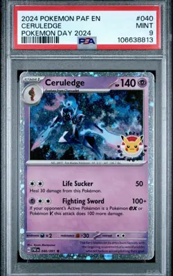 PSA 9 Ceruledge 040/091 Pokemon Paldean Fates Pokemon Day 2024 Holo MINT - Image 1