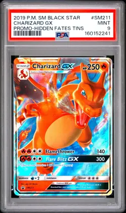 2019 POKEMON SM BLACK STAR PROMO SM211 CHARIZARD GX HIDDEN FATES TINS PSA 9 - Image 1