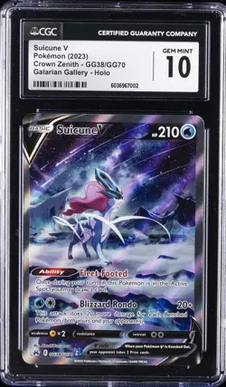 2023 POKEMON SWORD & SHIELD CROWN ZENITH FULL ART/SUICUNE V CGC 10 GEM MINT - Image 1